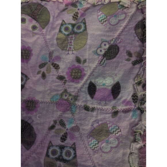 Pink Patchwork Bear-Shaped Quilt With Fringe & Owl Patterns For Toddlers Babies - Picture 15 of 16